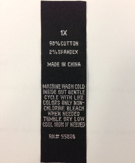 Clothing Care Label
